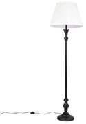 Vloerlamp zwart met plisse kap wit 45 cm - Classico