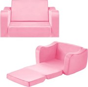 VEVOR Kinderbank, Kinderfauteuil van 28D-spons en korte pool met armleuningen, Peuterbank om te lezen en te spelen, Kinderbank, Slaapbank voor de speelkamer, Slaapkamer, Roze, Maat M
