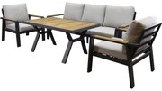 Lola stoel bank dining loungeset 4 delig antraciet aluminium