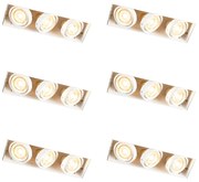 Set van 6 Inbouwspot wit draai- en kantelbaar trimless 3-lichts - Oneon