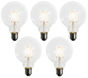 Set van 5 E27 dimbare LED lamp G95 5W 450 lm 2200K