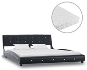 vidaXL Bed met matras kunstleer zwart 160x200 cm