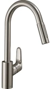 Hansgrohe Focus keukenkraan met uittrekbare vuistdouche RVS look 31815800