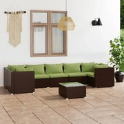 vidaXL 8-delige Loungeset met kussens poly rattan bruin