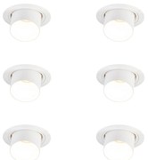 Set van 6 Moderne inbouwspot wit rond kantelbaar - Installa