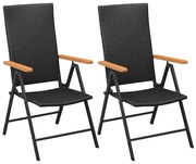 vidaXL Tuinstoelen stapelbaar 2 st poly rattan zwart