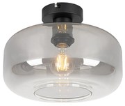 Smart plafondlamp zwart met smoke glas incl. Wifi A60 - Bizle Modern E27 rond Binnenverlichting Lamp