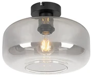 Smart plafondlamp zwart met smoke glas incl. Wifi A60 - Bizle Modern E27 rond Binnenverlichting Lamp