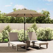 vidaXL Parasol met LED-verlichting en stalen paal 300 cm taupe