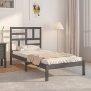 vidaXL Bedframe massief hout grijs 75x190 cm 2FT6 Small Single