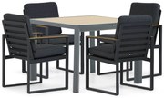 Tuinset 4 personen 100 cm Aluminium/teak Grijs Santika Furniture Soray