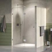 Brauer Void Carving profielloze nisdeur 130cm met draaideur 60cm aan glas RVS geborsteld PVD