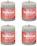 Bolsius Stompkaarsen Shine 4 st rustiek 80x68 mm zandgrijs