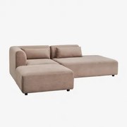 2-delige Modulaire Hoekbank Met Chaise Longue Rechts En Fogler Poef Corduroy Kameelbruin - Sklum