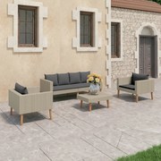 vidaXL 4-delige Loungeset met kussens poly rattan beige