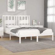 vidaXL Bedframe massief grenenhout wit 135x190 cm 4FT6 Double