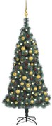 vidaXL Kunstkerstboom met LED's en kerstballen 150 cm PVC en PE groen