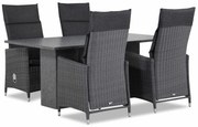 Tuinset 4 personen 180 cm Wicker Zwart Garden Collections Madera/Graniet