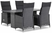 Tuinset 4 personen 180 cm Wicker Zwart Garden Collections Madera/Graniet