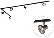 Modern railsysteem met 5 Spot / Opbouwspot / Plafondspots zwart 1-fase 300 cm - Iconic Jeany Modern GU10 Binnenverlichting Lamp