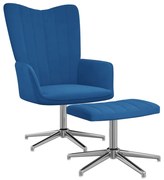 vidaXL Relaxstoel met voetenbank fluweel blauw