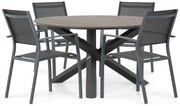 Tuinset Ronde Tuintafel 4 personen 125 cm Aluminium Grijs  Lifestyle Garden Furniture Sella/Ancona
