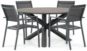 Tuinset Ronde Tuintafel 4 personen 125 cm Aluminium Grijs  Lifestyle Garden Furniture Sella/Ancona