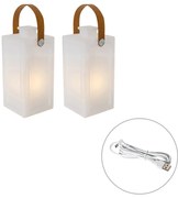 Set van 2 tafellampen wit flame effect oplaadbaar IP44 - Stard