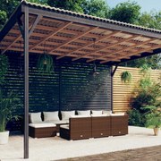 vidaXL 10-delige Loungeset met kussens poly rattan bruin