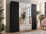 Kledingkast Hartford 586, Gouden, Zwart, 202x200x52cm, 135.3 kg, Kledingkast deuren: Met scharnieren
