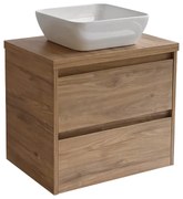 Sanicare Avenza badmeubel 65cm diveria oak met witte waskom 40x40cm