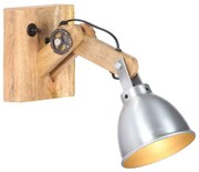 vidaXL Wandlamp E27 massief mangohout en ijzer zilverkleurig