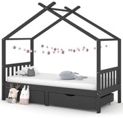 vidaXL Kinderbedframe met lades grenenhout donkergrijs 90x200 cm