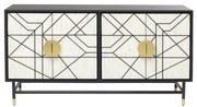 Kare Design Credenza Design Dressoir Zwart-wit Met Goud - 150x40x80cm.