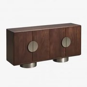 Rechthoekige Dressoir 160x40 Cm Van Mangohout En Roestvrij Staal Melisand Donker Handvat Hout - Sklum