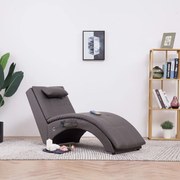 vidaXL Massage chaise longue met kussen kunstleer grijs