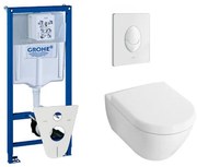 Villeroy & Boch Subway 2.0 toiletset met inbouwreservoir, softclose en quick release closetzitting en bedieningsplaat wit 0729122/0124005/0729205/0124060/