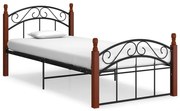 vidaXL Bedframe metaal en massief eikenhout zwart 90x200 cm