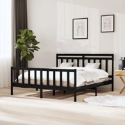 vidaXL Bedframe massief hout zwart 160x200 cm