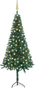 vidaXL Kunstkerstboom met LED's en kerstballen hoek 210 cm PVC groen