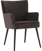 Goossens Eetkamerstoel Rob bruin velvet stof met armleuning, urban industrieel