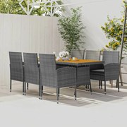 vidaXL 7-delige Tuinset poly rattan grijs