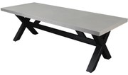Glasgow betonlook dining tuintafel 200x100xH76 cm zwart onderstel