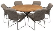 Prado Moretti dining tuinset 7 delig  160 cm rond teak terre 4 Seasons Outdoor
