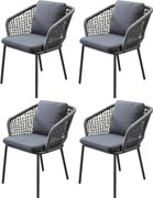 Eagle dining tuinstoel grijs wicker set van 4