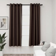 vidaXL Gordijnen linnen-look verduisterend ogen 2 st 140x175 cm taupe