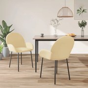 vidaXL Eetkamerstoelen 2 st fluweel crèmekleurig