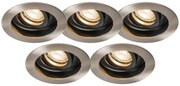 Set van 5 moderne inbouwspots staal - Rondoo