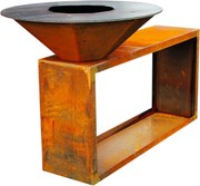 Octa Fire XL Barbecue met houtopslag - Diameter 100 cm - Cortenstaal