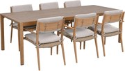 Garden Impressions Lily tuinset 7-delig light teak look - Kasper tuintafel 220x93 cm